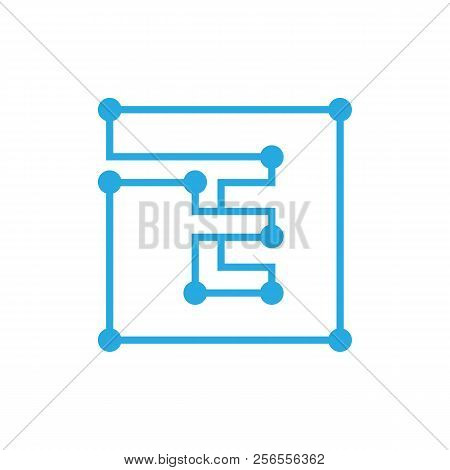 Initial Letter E Blockchain Logo Square Outline Stroke