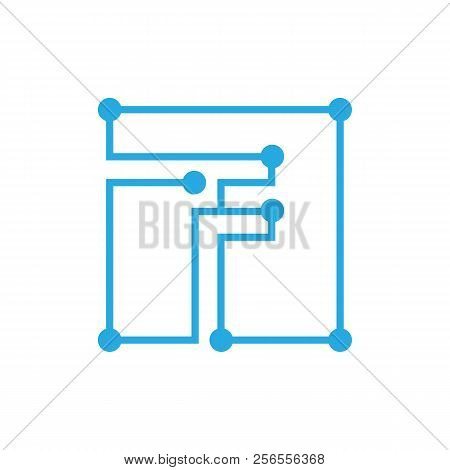 Initial Letter F Blockchain Logo Square Outline Stroke