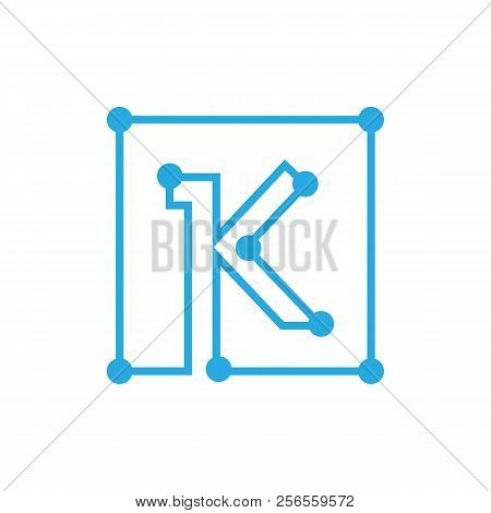Initial Letter K Blockchain Logo Square Outline Stroke