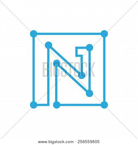Initial Letter N Blockchain Logo Square Outline Stroke