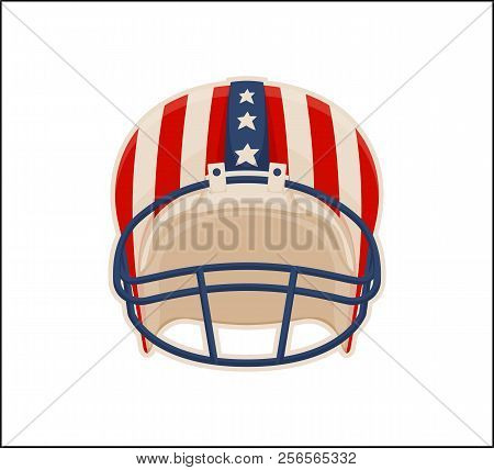 Helmet For American Football Sports, Colorful Poster Of Head Protective Headware, Sport Inventory Co
