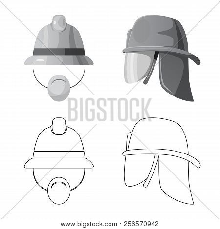 Isolated Object Of Headwear And Cap Sign. Set Of Headwear And Accessory Stock Vector Illustration.