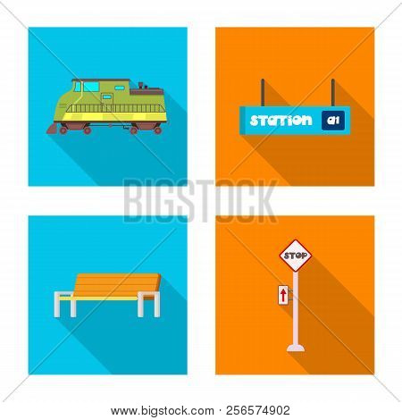 Vector Illustration Of Train And Station Logo. Set Of Train And Ticket Vector Icon For Stock.