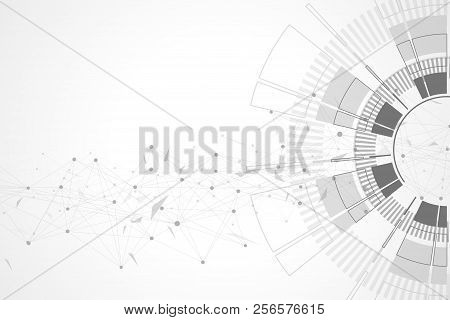 Technology Abstract Background With Connected Line And Dots. Big Data Visualization. Perspective Bac