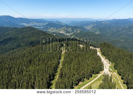 Amazing Landscape Of Rhodope Mountains From Snezhanka Tower Near Ski Resort Pamporovo, Smolyan Regio