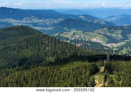 Amazing Landscape Of Rhodope Mountains From Snezhanka Tower Near Ski Resort Pamporovo, Smolyan Regio