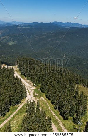 Amazing Landscape Of Rhodope Mountains From Snezhanka Tower Near Ski Resort Pamporovo, Smolyan Regio
