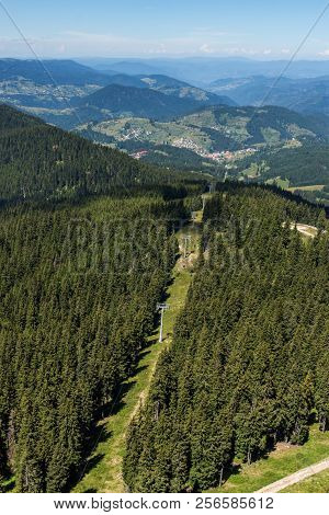 Amazing Landscape Of Rhodope Mountains From Snezhanka Tower Near Ski Resort Pamporovo, Smolyan Regio