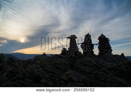 Rock Pillars On Top Of The Hillock Dedicated To A Local Tutelary Deity