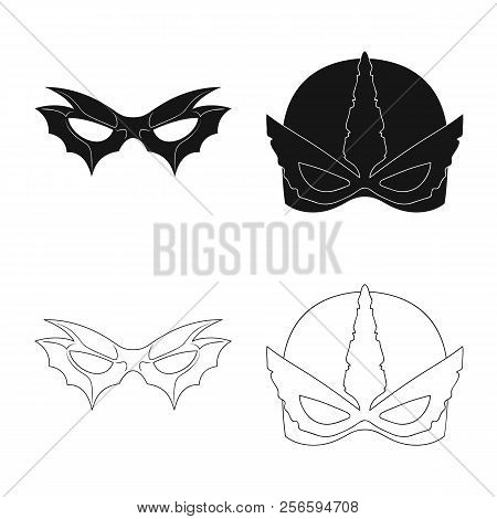 Vector Illustration Of Hero And Mask Sign. Set Of Hero And Superhero Stock Vector Illustration.