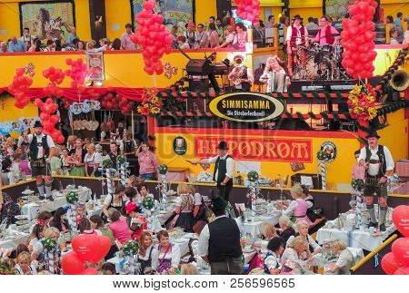 Munich, Germany - 23 September 2013. Oktoberfest. In The Tent Hippodrom Acts Octoberfestband Simmisa