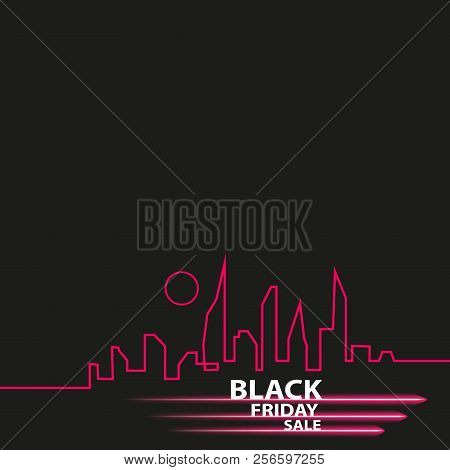 Black Friday In The City The Perfect Sale. White Ribbon Banner In Flat Style On A Black Background W
