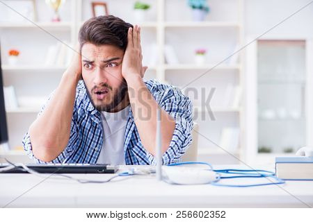 Frustrated young man due to weak internet reception