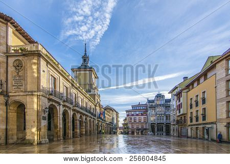 Lastres, Asturias, Spain: January 2016: Old Stone Architecture And Tower Clock  In Lastres, Sailor C