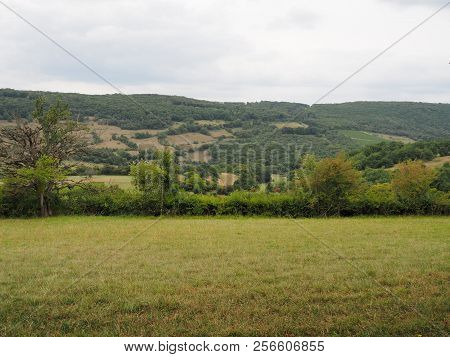 View On The French Countryside From The Village Of Blanot, France