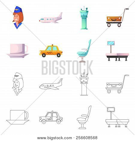Vector Design Of Airport And Airplane Icon. Set Of Airport And Plane Vector Icon For Stock.
