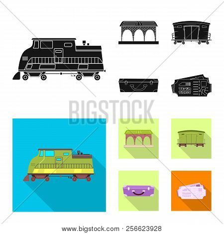 Isolated Object Of Train And Station Symbol. Set Of Train And Ticket Stock Vector Illustration.
