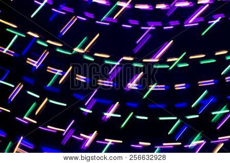 Multi Color Light Painting, Long Exposure Photography, Abstract Lines Of Color Against A Black Backg
