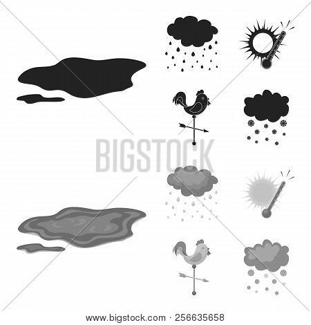 Rain, Snow, Heat, Weathervane. The Weather Set Collection Icons In Black, Monochrome Style Vector Sy