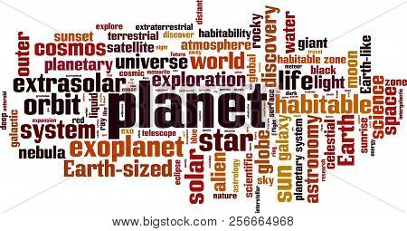 Planet Word Cloud Concept. Vector Illustration On White