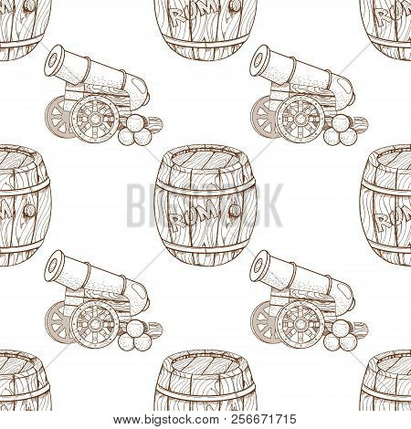 Seamless Pattern For Design Surface Cannon With Nuclei.