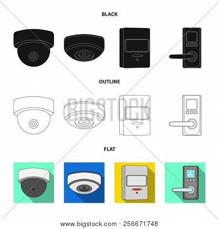 Vector Design Of Cctv And Camera Sign. Set Of Cctv And System Stock Symbol For Web.