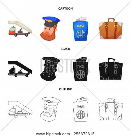 Vector Illustration Of Airport And Airplane Icon. Set Of Airport And Plane Vector Icon For Stock.