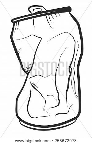 Vector Illustration - Crumpled Empty Can On A White Background.