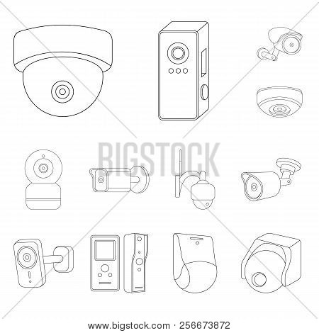 Vector Illustration Of Cctv And Camera Icon. Collection Of Cctv And System Stock Symbol For Web.