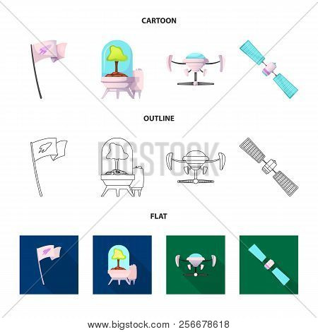 Vector Design Of Mars And Space Logo. Set Of Mars And Planet Stock Vector Illustration.