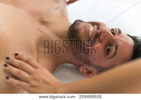 Man having a massage in a wellness center