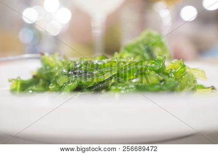 Wakame Salad On Plate. Japanese Style Food