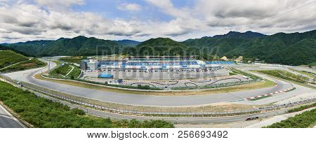 Inje-gun, Korea - August 07, 2018: Inje Speedium, A Motor Racing Circuit Which Is Part Of A Large Co