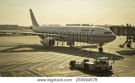 Passenger Airplane Docking At The Airport