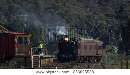 Steam Train At The Station In Australia