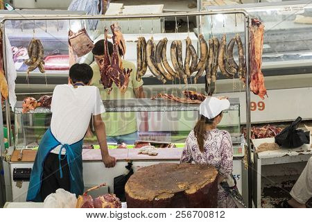 Tashkent, Uzbekistan - August 22, 2018: Interior Of Chorsu Bazaar, In Tashkent, Uzbekistan.