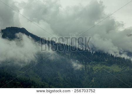 Fog And Clouds In The Mountain Valley And Forest