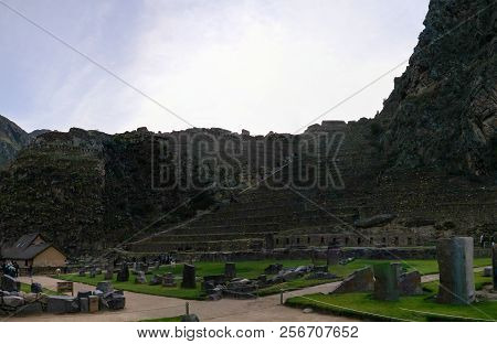 Terraces Of Pumatallis In Ollantaytambo Archaeological Site At Cuzco Province, Peru