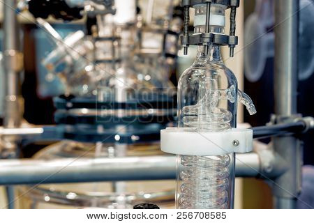 Chemical Industrial Equipment, Glass Tubes And Containers. Abstract Industrial Background.