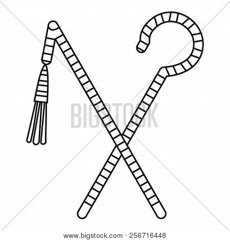 Symbols Of Power In Egypt Of Pharaoh Icon. Outline Illustration Of Symbols Of Power In Egypt Of Phar
