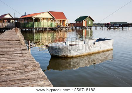 floating village on lake Bokod, Hungary