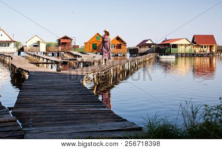 floating village on lake Bokod, Hungary