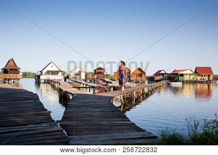 floating village on lake Bokod, Hungary