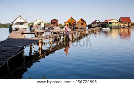 floating village on lake Bokod, Hungary