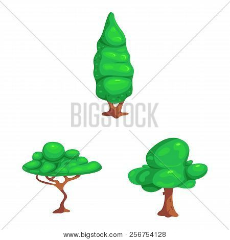 Isolated Object Of Tree And Nature Icon. Set Of Tree And Crown Vector Icon For Stock.