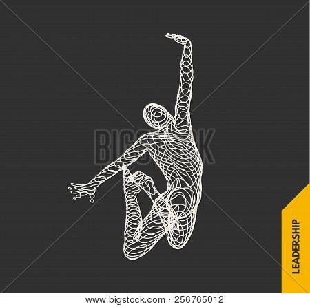 Leadership Concept. Emblem For Sport Championship. 3d Vector Illustration.