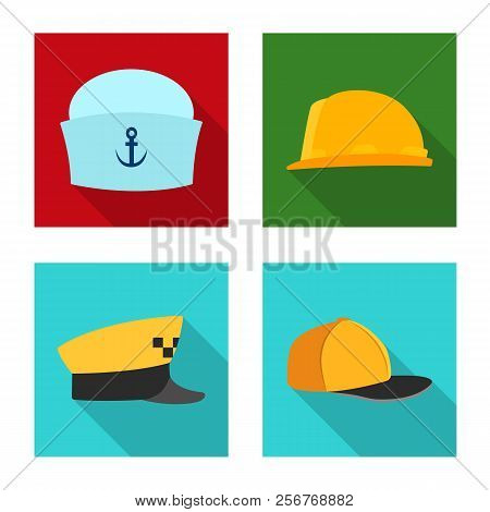 Vector Design Of Headwear And Cap Sign. Collection Of Headwear And Accessory Stock Vector Illustrati