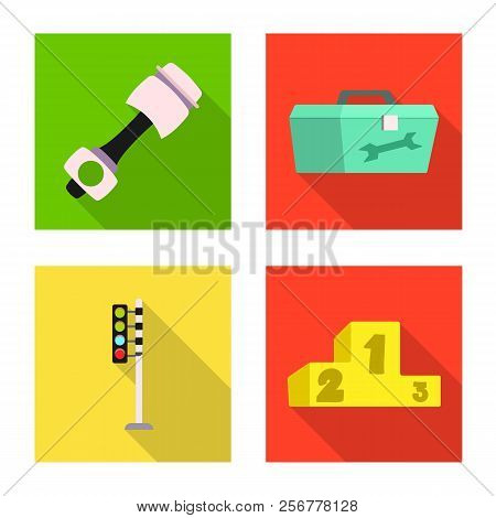 Isolated Object Of Car And Rally Icon. Collection Of Car And Race Stock Symbol For Web.