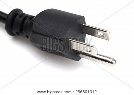 American Three Prong Power Cable On A White Background