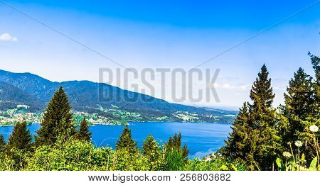 View On Beautiful Lake Tegernsee Sourrounded By Mountains In Bavaria - Germany
